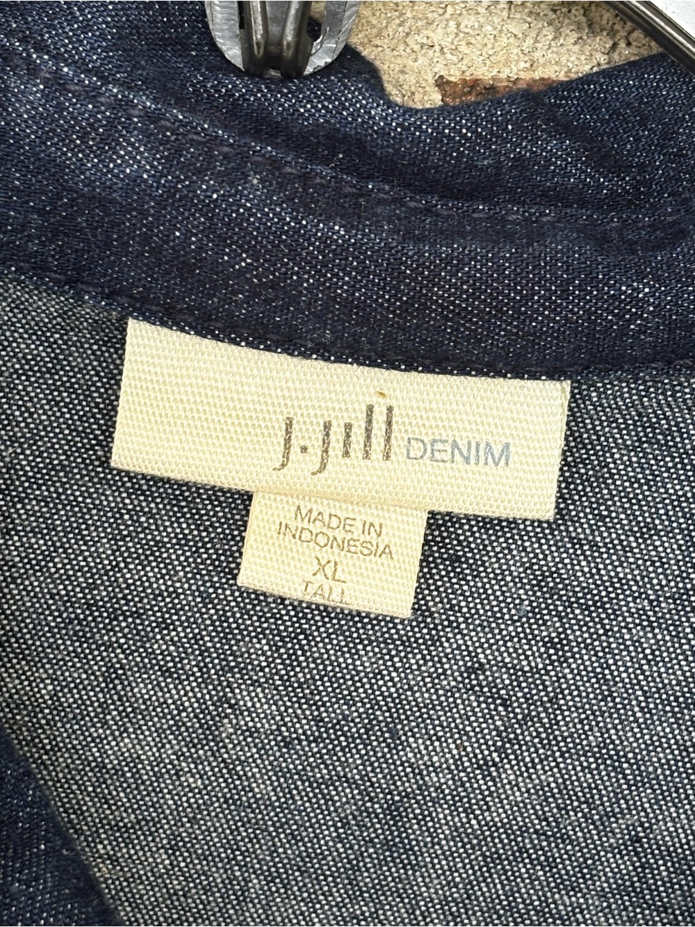 J. Jill Blue Denim Shirt Dress Long Sleeve Button Front Cotton Stretch Womens XL - Picture 2 of 5